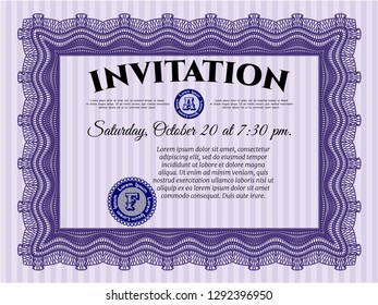 Violet Formal invitation. With background. Modern design. Vector illustration. 