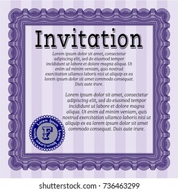 Violet Formal invitation. With background. Perfect design. Vector illustration. 