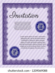 Violet Formal invitation. Beauty design. Detailed. With background. 