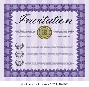 Violet Formal invitation. Beauty design. With complex background. Customizable, Easy to edit and change colors. 