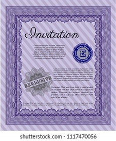 Violet Formal invitation. With complex background. Customizable, Easy to edit and change colors. Nice design. 