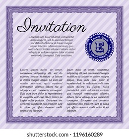 Violet Formal invitation. Complex background. Vector illustration. Modern design. 