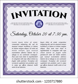 Violet Formal invitation. With complex background. Vector illustration. Money Pattern design. 