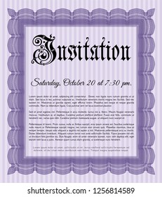 Violet Formal invitation. Complex background. Nice design. Customizable, Easy to edit and change colors. 