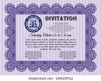 Violet Formal invitation. With complex background. Excellent design. Customizable, Easy to edit and change colors. 