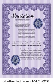 Violet Formal invitation. With complex background. Money Pattern. Customizable, Easy to edit and change colors. 