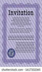 Violet Formal invitation. With complex background. Detailed. Sophisticated design. 