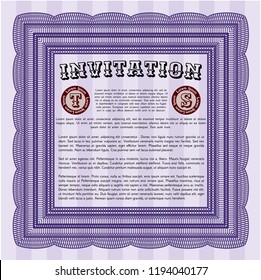 Violet Formal invitation. With complex linear background. Customizable, Easy to edit and change colors. Cordial design. 