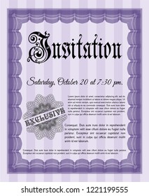Violet Formal invitation. With complex linear background. Customizable, Easy to edit and change colors. Sophisticated design. 