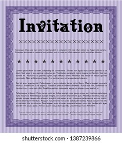 Violet Formal invitation. With complex linear background. Customizable, Easy to edit and change colors. Elegant design. 