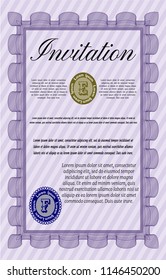 Violet Formal invitation. Cordial design. Customizable, Easy to edit and change colors. With complex background. 