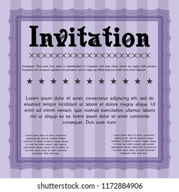 Violet Formal invitation. Cordial design. With background. Customizable, Easy to edit and change colors. 