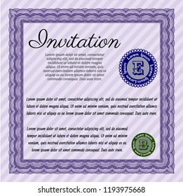 Violet Formal invitation. Cordial design. Customizable, Easy to edit and change colors. With complex linear background. 