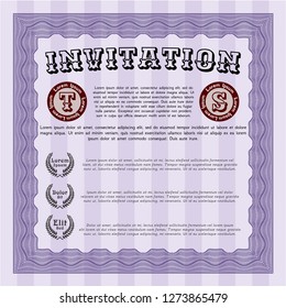 Violet Formal invitation. Cordial design. Easy to print. Customizable, Easy to edit and change colors. 