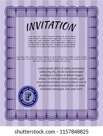 Violet Formal invitation. Customizable, Easy to edit and change colors. Printer friendly. Sophisticated design. 