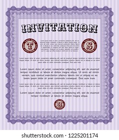 Violet Formal invitation. Customizable, Easy to edit and change colors. With linear background. Money design. 