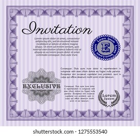 Violet Formal invitation. Customizable, Easy to edit and change colors. Printer friendly. Money design. 