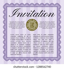 Violet Formal invitation. Customizable, Easy to edit and change colors. With complex background. Elegant design. 