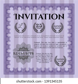 Violet Formal invitation. Customizable, Easy to edit and change colors. Easy to print. Perfect design. 