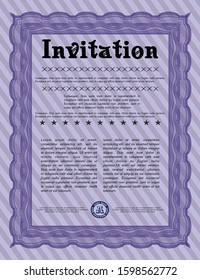 Violet Formal invitation. Customizable, Easy to edit and change colors. With complex background. Nice design. 