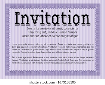 Violet Formal invitation. Customizable, Easy to edit and change colors. Easy to print. Money Pattern. 