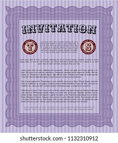 Violet Formal invitation. Detailed. With complex background. Perfect design. 