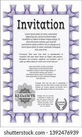 Violet Formal invitation. Detailed. With complex background. Perfect design. 