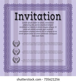 Violet Formal invitation. Detailed. Complex background. Good design. 