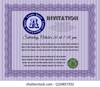 Violet Formal invitation. Detailed. Easy to print. Modern design. 