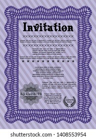 Violet Formal invitation. Detailed. Printer friendly. Superior design. 