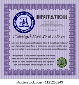 Violet Formal invitation. Detailed. With quality background. Excellent design. 