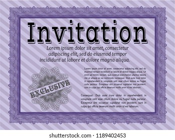 Violet Formal invitation. Detailed. With quality background. Sophisticated design. 