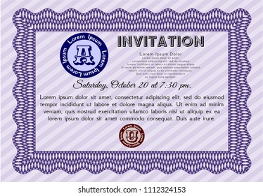 Violet Formal invitation. Easy to print. Customizable, Easy to edit and change colors. Beauty design. 