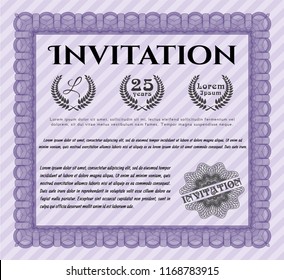 Violet Formal invitation. Easy to print. Customizable, Easy to edit and change colors. Good design. 