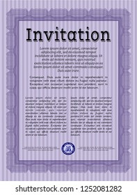 Violet Formal invitation. Easy to print. Sophisticated design. Detailed. 
