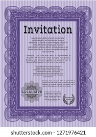 Violet Formal invitation. Easy to print. Customizable, Easy to edit and change colors. Artistry design. 