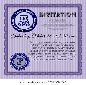 Violet Formal invitation. Easy to print. Lovely design. Customizable, Easy to edit and change colors. 