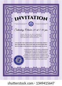 Violet Formal invitation. Easy to print. Excellent design. Customizable, Easy to edit and change colors. 