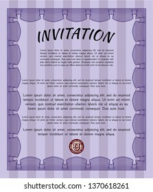 Violet Formal invitation. Easy to print. Retro design. Customizable, Easy to edit and change colors. 