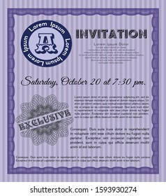 Violet Formal invitation. Easy to print. Customizable, Easy to edit and change colors. Artistry design. 
