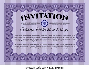 Violet Formal invitation. Elegant design. Easy to print. Customizable, Easy to edit and change colors. 