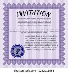 Violet Formal invitation. Elegant design. Customizable, Easy to edit and change colors. With complex linear background. 