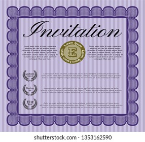 Violet Formal invitation. Elegant design. Easy to print. Customizable, Easy to edit and change colors. 