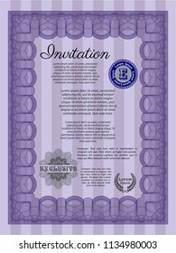 Violet Formal invitation. Excellent design. Easy to print. Detailed. 
