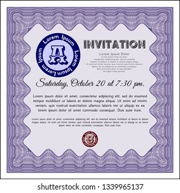 Violet Formal invitation. Excellent design. Vector illustration. With linear background. 