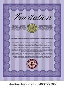Violet Formal invitation. Excellent design. With quality background. Customizable, Easy to edit and change colors. 