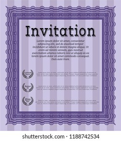 Violet Formal invitation. Good design. Complex background. Detailed. 