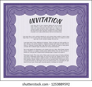 Violet Formal invitation. Good design. With complex linear background. Vector illustration. 