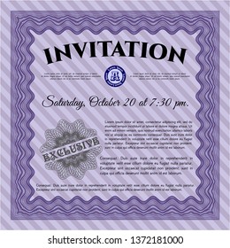 Violet Formal invitation. With great quality guilloche pattern. Nice design. Customizable, Easy to edit and change colors. 