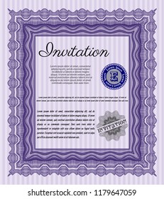 Violet Formal invitation. With linear background. Customizable, Easy to edit and change colors. Perfect design. 